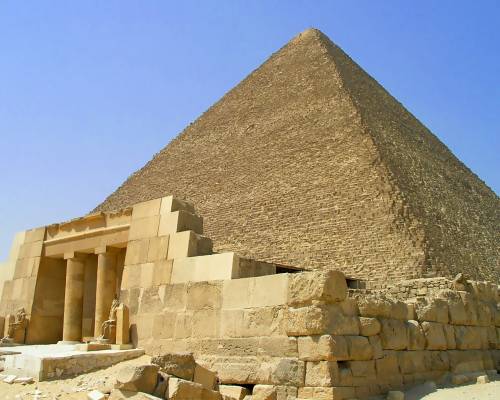 Обои для рабочего стола - храм и пирамида Хеопса. Храм и пирамида Хеопса в Египте обои, картинки.